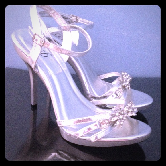 Silver strappy heels