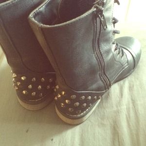Black studded combat boots