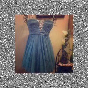 💜Blue homecoming dress with sequins