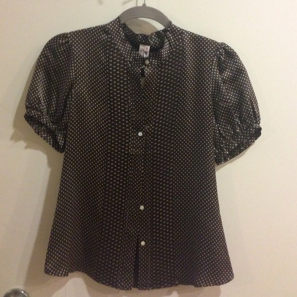 NWT Joie manderin collar polka dots top