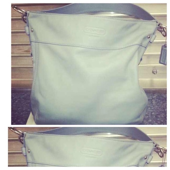 Light Blue Leather Coach Handbag