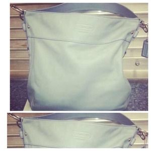 Light Blue Leather Coach Handbag