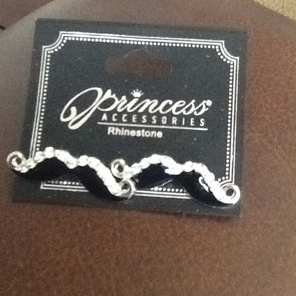 Rhinestone Mustache Earrings