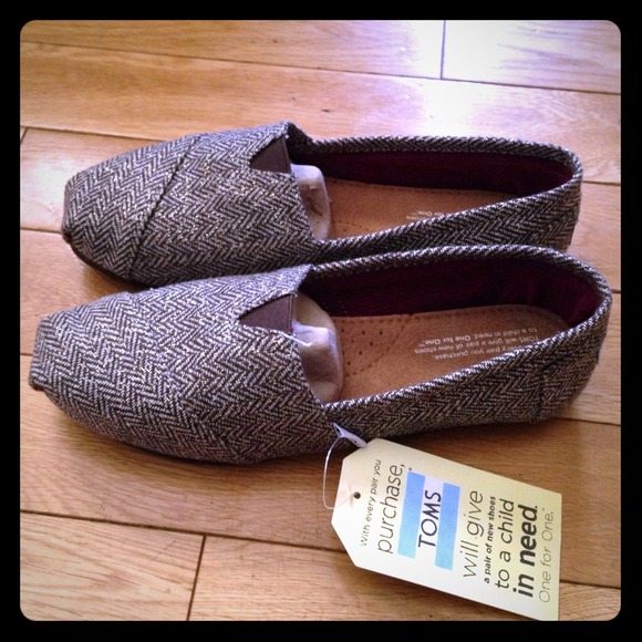 TOMS Brown Metallic Herringbone Women's Classics