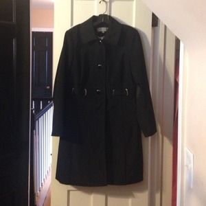 Ann Klein Black Modern Trench Coat