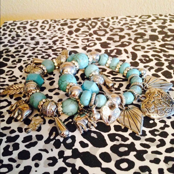Turquoise and silver charm bracelets - Picture 2 of 2