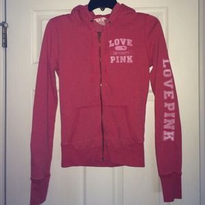 Victoria's Secret zip-up hoodie, red