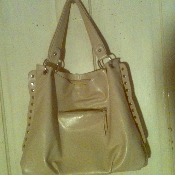 Champagne colored purse with studded gems