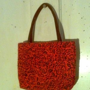Small pink black rose hand bag