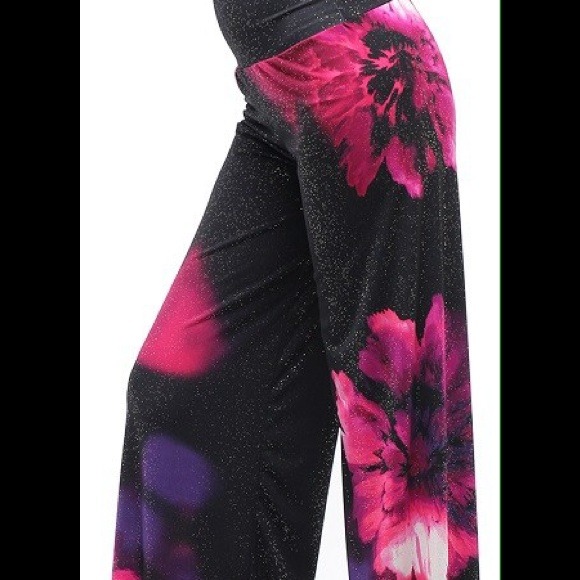 Dazzling palazzo pants black fuschia. Reduced