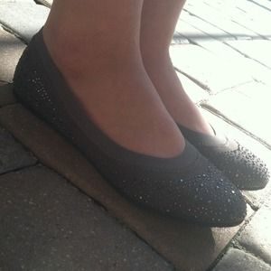 Grey sparkle flats