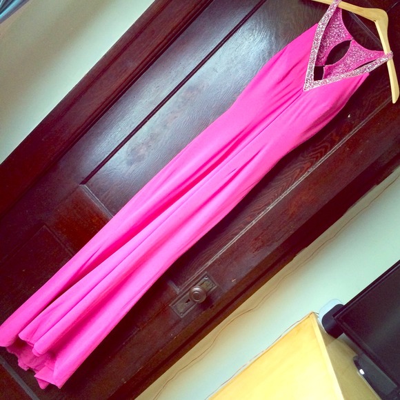 Pink beaded prom dress