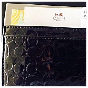 Coach patent black card case