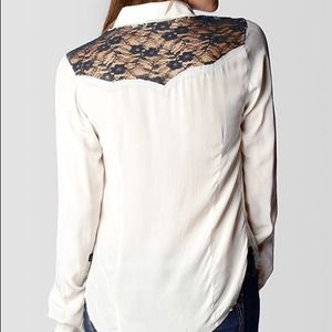 SOLD !!!!!!  True religion silk blouse with lace