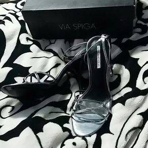 Via Spiga silver heels