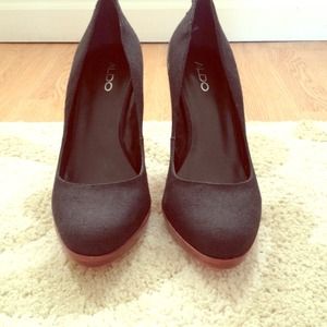 Aldo black platform pumps