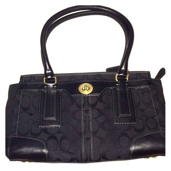 Coach- black on black signature purse