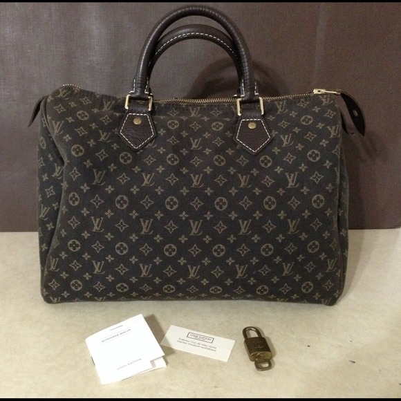 Authentic Louis Vuitton Mini Lin Ebene Speedy 30