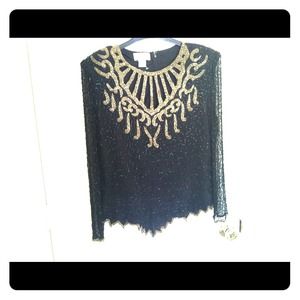Vintage Black and Gold Sequin Top