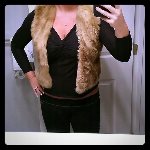 Faux fur gold vest
