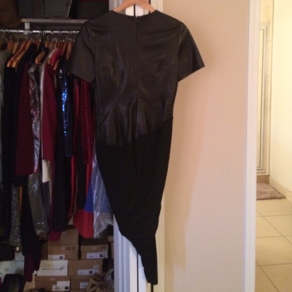 Alexander Wang Leather Drape Panel Dress Size 6 - Picture 6 of 8