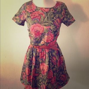 River Island Multicolor Rose Print Belted Dress