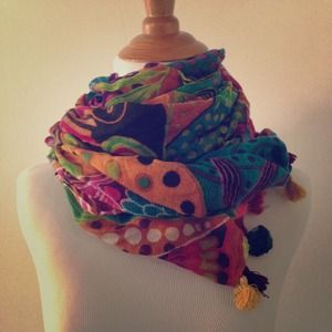 wool-blend print tassel scarf from anthropologie
