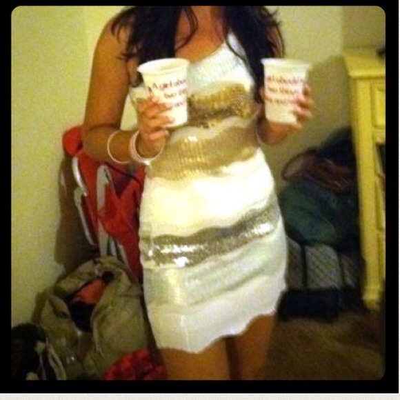 White,gold, silver sequins dress!