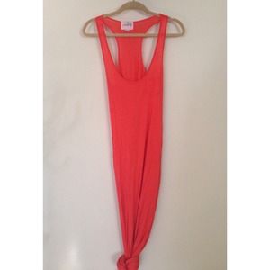 Long red coral dress