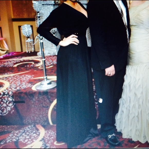 Halston Heritage Black Deep-V Jersey Gown XS - Picture 2 of 4