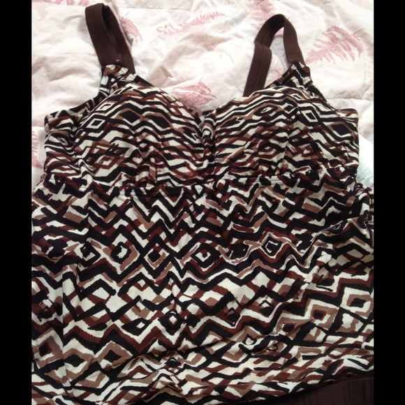 Brown and Cream Bathing Suit Set. NWT