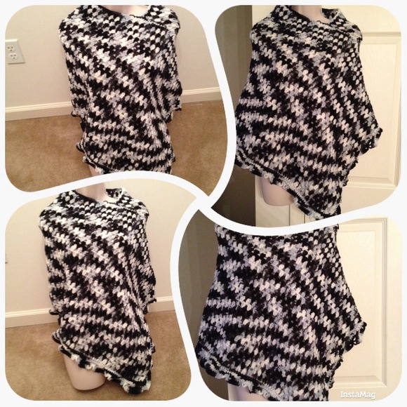 Crochet zebra print poncho