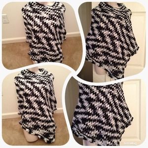 Crochet zebra print poncho