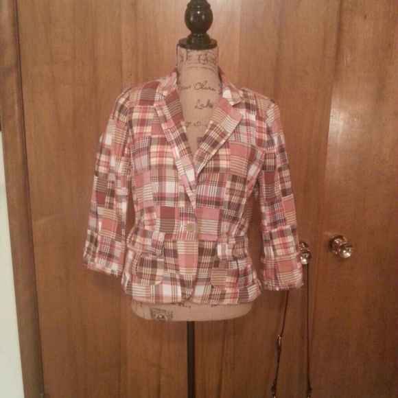 Ann Taylor Loft Madras Plaid Blazer