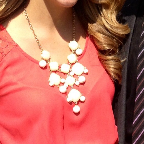 Ivory white bib necklace