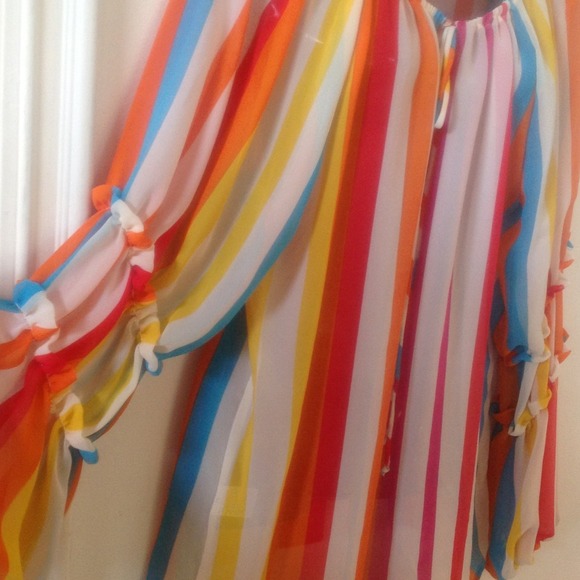 FUN STRIPE DEMI SHEER TOP/TUNIC - Picture 2 of 3