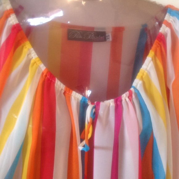 FUN STRIPE DEMI SHEER TOP/TUNIC - Picture 3 of 3