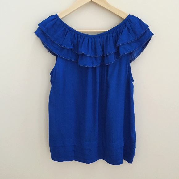 ODILLE | Blue Ruffle Blouse - Picture 3 of 3