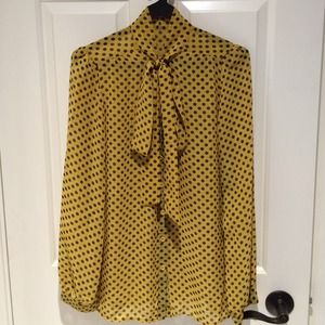 Polka dot shirt with neck tie detail