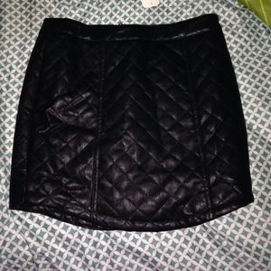 Leather quilted skirt