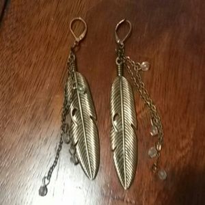 Gold feather earrings