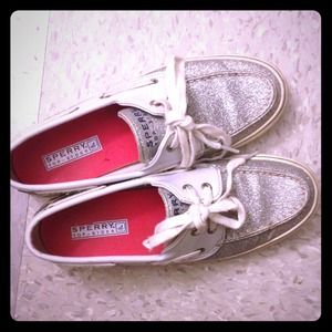 Silver Glitter Sperry Top Siders