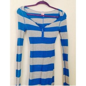 Free People blue and gray striped shirt