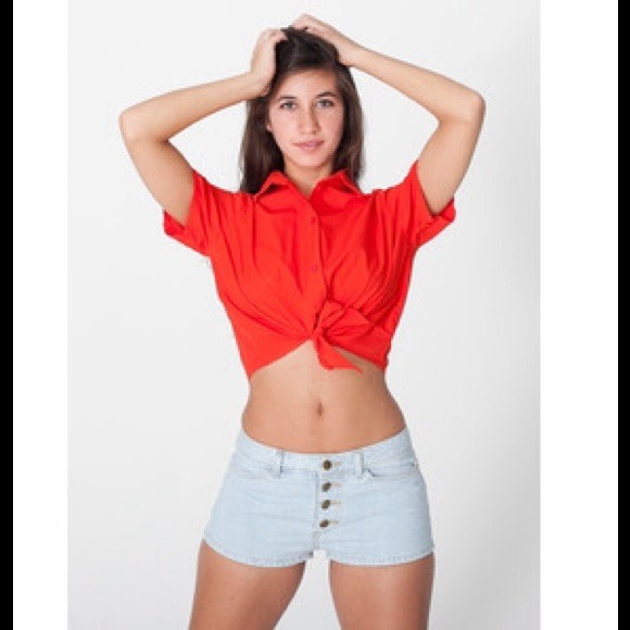 American Apparel Striped Button Down Shorts