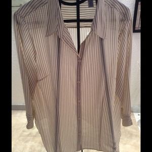 Burgundy|Cream Blouse Slight Sheer