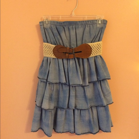 Denim strapless dress
