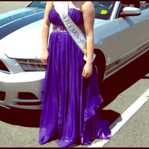 Strapless purple gown
