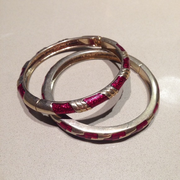 2 Red Enamel Bracelets