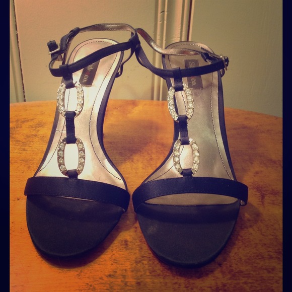 Style & Co navy embellished strappy heels