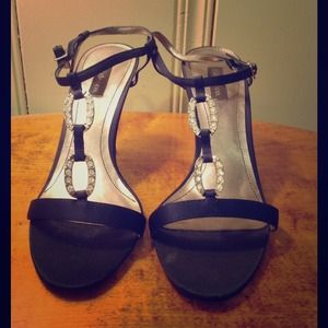 Style & Co navy embellished strappy heels